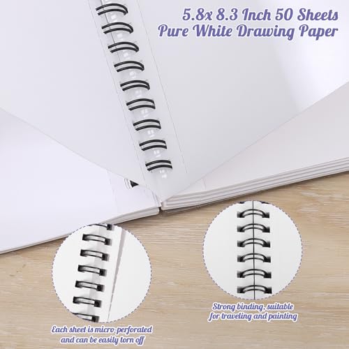 5.8 × 8.3 in Marker Paper Sketchbook, Spiral Bound Acid-Free Paper | 120gsm Drawing Paper, Anti-Bleed Double Sided Sheets, Lays Flat, Tear-Out Pages, for Markers, Pens & Acrylics - size: 5.8×8.3 Inch (1 Pack)