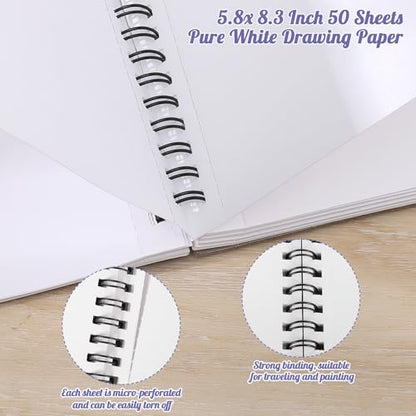 5.8 × 8.3 in Marker Paper Sketchbook, Spiral Bound Acid-Free Paper | 120gsm Drawing Paper, Anti-Bleed Double Sided Sheets, Lays Flat, Tear-Out Pages, for Markers, Pens & Acrylics - size: 5.8×8.3 Inch (1 Pack)