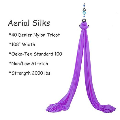 Aerial Silks Yoga Swing Set, Fitness Aerial Yoga Kit - color: Violet