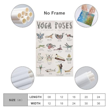 Yoga Poses Poster Teaching Poster for Girlsstyle 12x18inch(30x45cm) - size: 12x18inch(30x45cm)