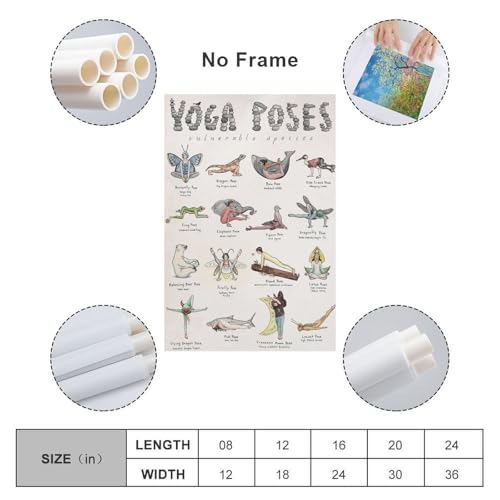 Yoga Poses Poster Teaching Poster for Girlsstyle 12x18inch(30x45cm) - size: 12x18inch(30x45cm)