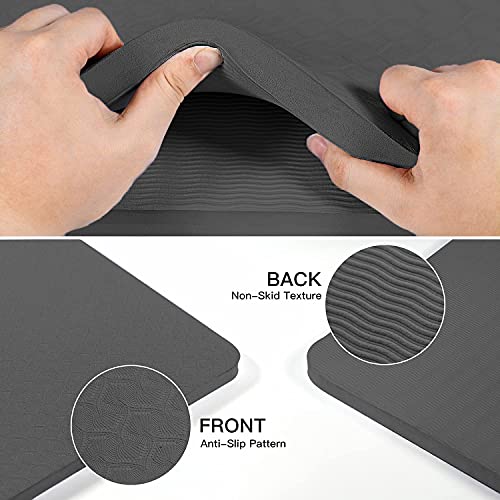 Hatha Yoga 4/5 inch TPE Yoga Mat Fitness & Exercise Mats Large Size 72"L x 32"W Non-Slip Anti-Tear For Women Men - color: Black