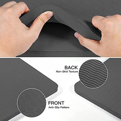 Hatha Yoga 4/5 inch TPE Yoga Mat Fitness & Exercise Mats Large Size 72"L x 32"W Non-Slip Anti-Tear For Women Men - color: Black