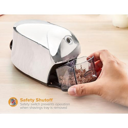 Bostitch Office QuietSharp Executive Heavy Duty Electric Pencil Sharpener, Colored-Pencil Compatible, Silver Chrome - color: Silver Chrome