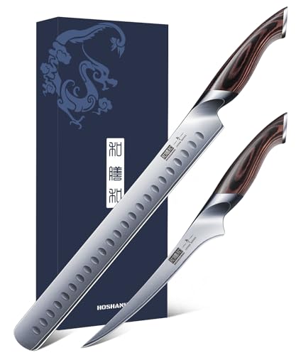 HOSHANHO BBQ Carving Knife Set, Brisket Slicing & Boning Knife for Meat | Professional Ultra Sharp Butcher Carving Knife in Japanese High Carbon Steel, Ergonomic Handle, Gift for Chefs - size: 7"