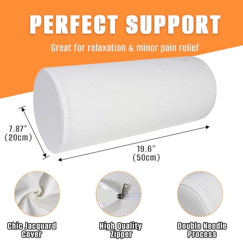 2 Pack Round Massage Table Bolster Pillow Pad, Bolster Pillow, Round Pillows, Suitable for Earthlite Massage Table (White, 7.8''x19.6'') - color: White, size: 7.8''x19.6''