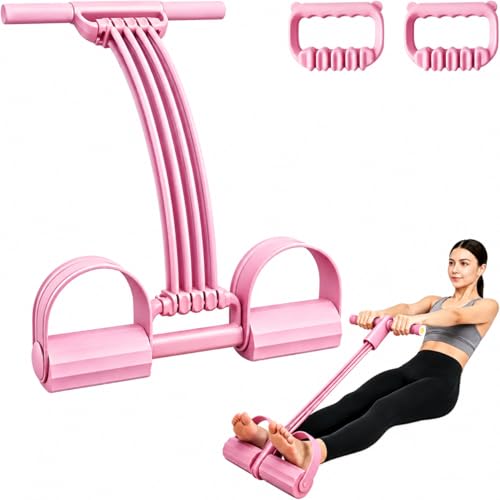 Pedal Resistance Band with Handles, 8 Tube Upgraded Exercise Band, 3-in-1 Multi-Function Latex Fitness Equipment for Foot Pull, Back & Chest Workout - color: Purple