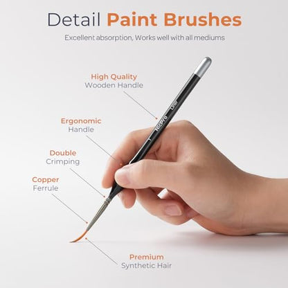 Nicpro 24 PCS Miniature Paint Brushes,Fine Tip Micro Detail Paint Brush Set | for Acrylic Watercolor Oil Gouache, Paint by Numbers, Model, Miniatures, Craft, Rock Painting - with Container - style: 24 Pack (Detail)