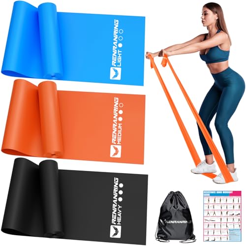 Resistance Bands for Working Out, Exercise Bands for Physical Therapy, Stretch, Recovery, Pilates, Rehab, Strength Training and Yoga Starter Set - color: Blue, Orange, Black, size: 5.9FT