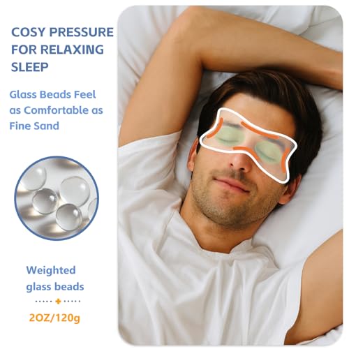 SPRING SEAON Weighted Sleep Mask,Light Blocking,Velvet Gravity,Adjustable | Sleeping Mask, Weighted Glass Beads, Blindfold, Adjustable, Breathable, Day&Night Use, For Travel and Relaxation, Gray - color: Light Gray