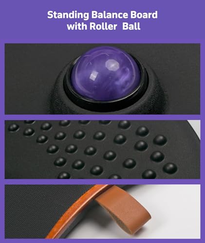 Balance Board for Standing Desk with Massage Ball, Anti-Slip Wobble Board for Office & Home, 360° Rotation Wooden Core Mat for Foot Pain Relief & Anti-Fatigue, Supports 300 lbs