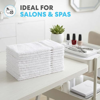 Simpli-Magic Cotton Hand Towels 16"x27" (12 Pack) – Soft Towels for Bathroom, Kitchen, Salon & Gym (White) - color: White, size: 16 in x 27 in