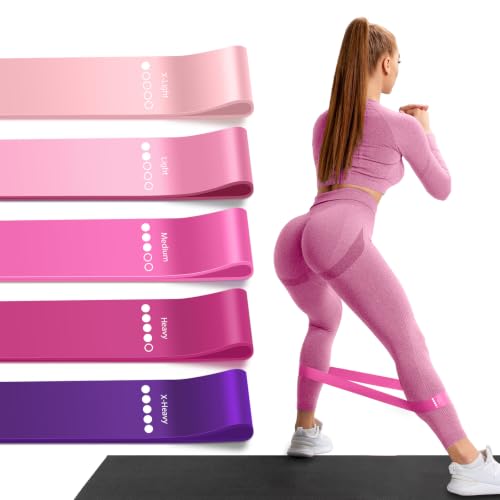 Resistance Bands for Working Out, 5 Levels Exercise Bands Set | Stretch Bands for Exercise for Women&Men, Workout Bands for Fitness, Yoga, Pilates, Physical Therapy - color: Pink