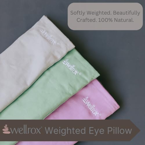 Wellrox Weighted Eye Pillow - Flaxseeds & Lavender Eye Pillow Weighted for Restorative Yoga, Meditation & Stress Relief | Microwave Heating Pad & Cool Compress for Sinus Relief (Grey, Unscented) - color: Cool Grey