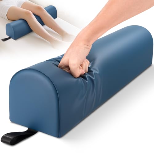 3/4 Round Massage Bolster, PU Leather Bolster Pillow for Legs, Blue | 26x6x6 inch Leg Bolster for Massage Table with Strap Handle, Physical Therapy Bolsters Under Back Knee Ankles Pain Relief - color: 3/4 Round - Blue