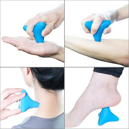 Manual Trigger Point Massage Tool Small Massager Ball 3″×2.6″ Blue - color: Blue