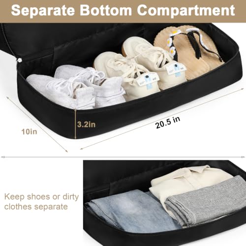 IBFUN Weekender Bags for Women, 21" Travel Duffle Bag with Shoe Compartment - color: E1-Black
