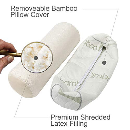 Kingnex Cylinder Bolster Roll Pillow for Sleeping on Back or Side 18x6 | Under Knee to Relief Lower Back Pain, Between Legs for Side Sleepers, Bamboo Viscose Cooling Removable Cover - size: 18 x 6"