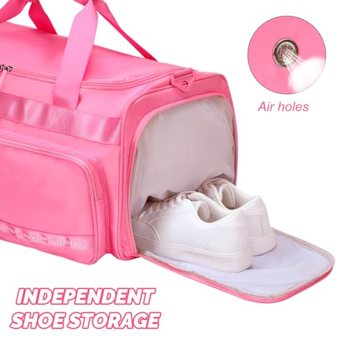 MAXTOP Large Gym Bag for Women Men Duffle Bag With Wet Dry Separation - color: Rose, style: Gym Bag