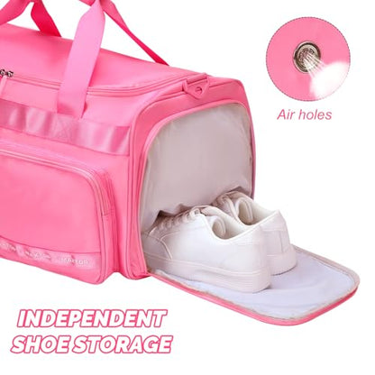 MAXTOP Large Gym Bag for Women Men Duffle Bag With Wet Dry Separation - color: Rose, style: Gym Bag