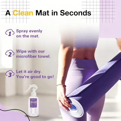Yoga Mat Cleaner Spray - Powered By Essential Oil, Removes Sweat & Odor - size: 8.45 Fl Oz (Pack of 1)