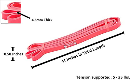 Draper's Strength Heavy Duty Resistance Stretch Loop Bands for Powerlifting Workout Exercise and Assisted Pull Ups - color: #02 Red