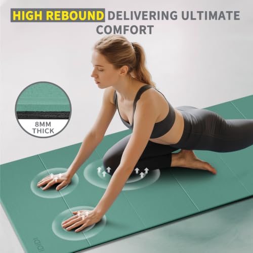 Foldable Yoga Mat Extra Large 74"×31.5" - color: Green+Black