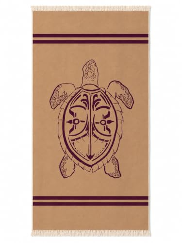 Turkish Beach Towel - 100% Organic Cotton - Soft, Quick-Dry, Sand Proof, Prewashed - Lightweight & Oversized for Beach, Pool, Yoga, Bath, Travel, Gym, Throw - (Sand & Plum) - color: Sand & Plum