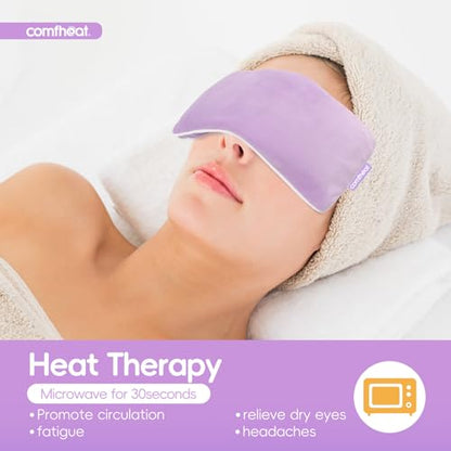 Lavender Weighted Eye Pillow for Yoga, Relaxation | Microwavable Moist Heat Eye Compress Mask with Washable Cover for Meditation, Yoga, Spa, Sleeping, Migraine Relief (Purple) - color: Purple (Lavender Scent)