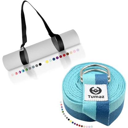 Tumaz Yoga Mat Strap with Yoga Strap/Stretch Bands, Extra Thick & Comfy Delicate Texture, Adjustable Yoga Mat Carrier