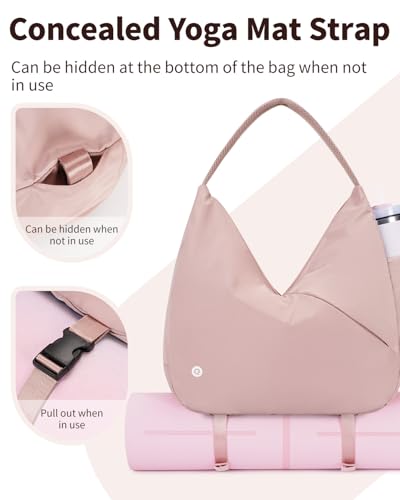 Ceneda Large Gym Bag for Women with Hidden Yoga Mat Holder & Shoe Compartment & Wet Pocket, Sports Duffle Bag for Travel - color: Pink