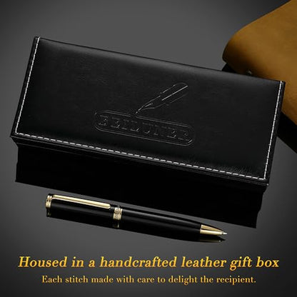 BEILUNER Luxury Gel Pen with 24K Gold Finish, Black Piano Lacquer, Luxury Grade Craftsmanship, Best Pen Gift Set for Men and Women, Professional, Executive, Office, Retractable Nice Pens - color: Piano Black and Gold Finish
