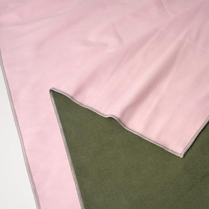 Eunzel Hot Yoga Mat Towel, Reversible Two-Tone 72" x 26.5" | Reversible Two-Tone Design, Absorbent Microfiber, Hot Yoga & Pilates, Soft Double-Sided Fabric - color: Army Green& Pink