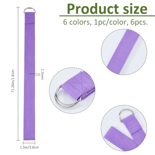 SUPERFINDINGS 6Pcs Yoga Strap for Stretching 5.94 Ft Yoga Exercise Adjustable Straps Bands Exercise Adjustable Strap with Adjustable D-Ring Buckle for Pilates Physical Therapy Dance Gym Workouts