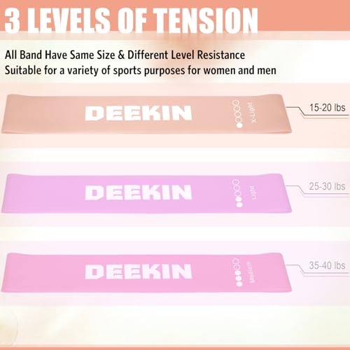 DEEKIN 20 Pcs Resistance Bands Resistance Loop Exercise Bands Exercise Equipment Elastic Drag Ring for Women and Men Home Fitness, Gym, Yoga - color: Light Pink, style: 15-20 Lbs