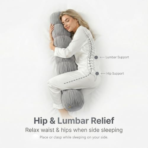 Pat. Pend. Long Bolster Pillow for Bed, 39 Inch, Zinc Gray - color: Zinc Gray, size: 39"x 7.87"
