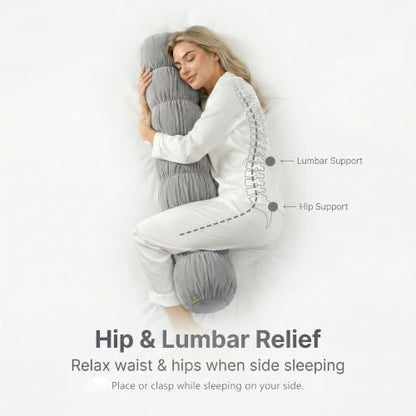 Pat. Pend. Long Bolster Pillow for Bed, 39 Inch, Zinc Gray - color: Zinc Gray, size: 39"x 7.87"
