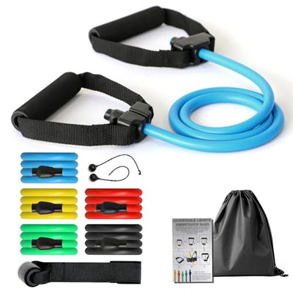 Latex-Free Resistance Bands with Handles for Exercise and Therapy | For Stretching, Strength Training, Physical Therapy, Home and Gym Workouts, Suitable for Women and Men
