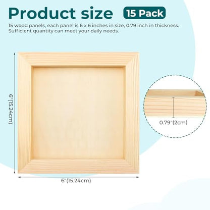 FSWCCK 15 Pack 6 x 6 inch Wood Panel Boards, Unfinished Wood Canvas Panels for Crafts, Painting Canvas, DIY Art Projects, Pouring, Arts Use with Oils, Acrylics - size: 6"X 6" 15 Pack