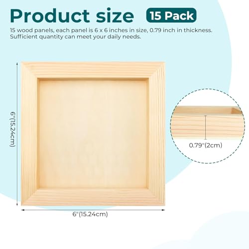 FSWCCK 15 Pack 6 x 6 inch Wood Panel Boards, Unfinished Wood Canvas Panels for Crafts, Painting Canvas, DIY Art Projects, Pouring, Arts Use with Oils, Acrylics - size: 6"X 6" 15 Pack