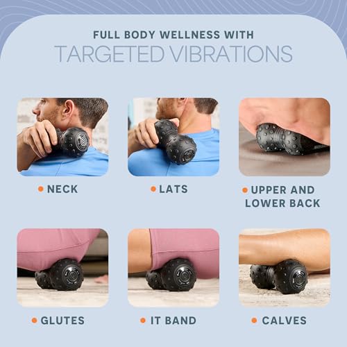 LifePro Velocity Vibrating Peanut Massage Ball with 4-Speed Vibration Modes | Rechargeable, Auto Shutoff, LED Battery Indicator — Double Lacrosse Ball for Deep Tissue Massage, Back, Waist & Feet Wellness - color: Black