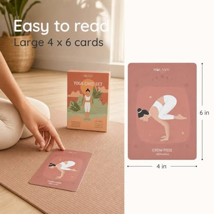 Yoga Cards for Adults, 40-Piece Mindful Movement & Pose Practice Deck | 30 pose cards + 10 intention cards with guided flows, English + Sanskrit, creator-designed for daily home practice