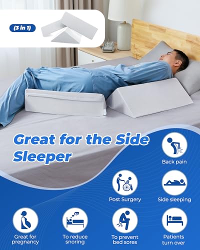 Positioning Wedge Pillow for Side Sleeping (3 in 1),19.69",Off-white Gray - color: Off-white Gray, size: 19.69in