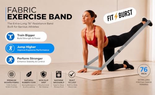 76-Inch Fabric Resistance Band for Full Body Workouts, Wide Non-Slip 120 LB - color: Gray