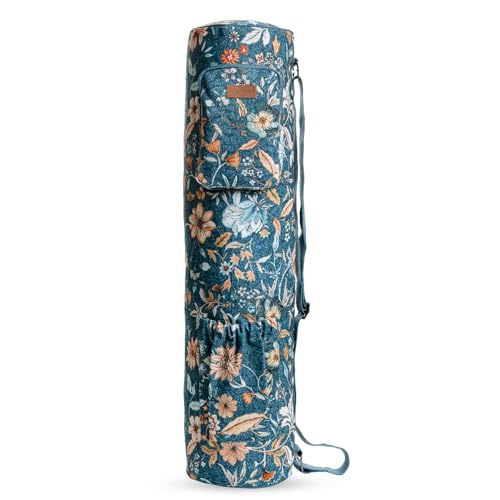 Maison d' Hermine Yoga Mat Duffle Bag Gym Tote Yoga Mat Carry Bag | Cylindrical bag for Woman Men Gifts Adjustable shoulder straps with Drawstring Water Bottle Pocket and zipper pocket - color: Luxury Loft - Dark Teal, style: Yoga Mat Carry Bag