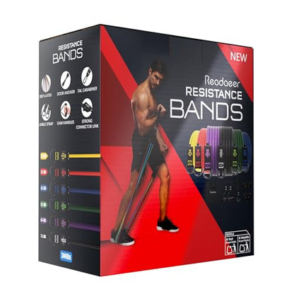 READAEER Resistance Bands, 10-150 LBS Exercise Bands with Handles, Ankle Straps & Door Anchor, Adjustable Workout Bands for Full Body Strength Training, Home, Gym & Travel - size: 25-300LBS