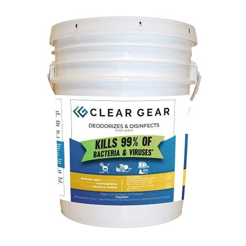 Clear Gear Disinfectant, Mat Cleaner, and Deodorizer For Surfaces 5 Gallon - size: 640 Fl Oz (Pack of 1)