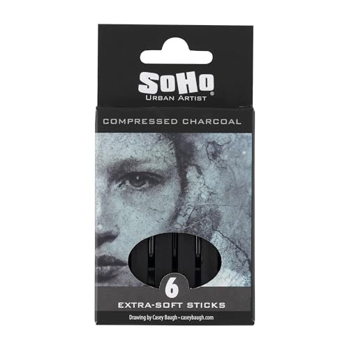 Soho Urban Artist Compressed Charcoal - Drawing Charcoal for Artists, Students, Blending, Live Figure Drawing, & More! - [Black - 6 Pack] - size: 6 Count (Pack of 1), style: Versatile, Professional