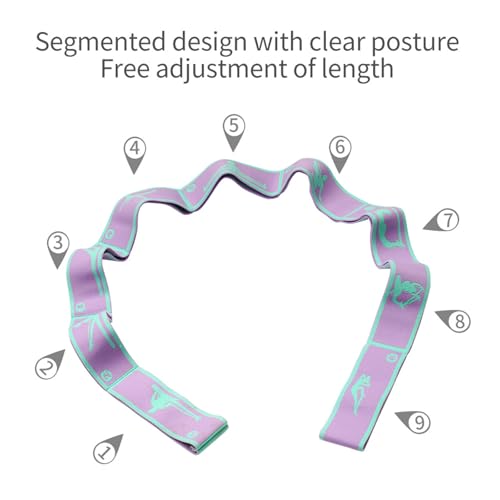 9 Loops Elastic Yoga Strap - Adjustable Stretching Band for Physical Therapy, Dance, Pilates & Gymnastics, Multi-Loop Exercise Band for Flexibility, Home Workout - color: Purple