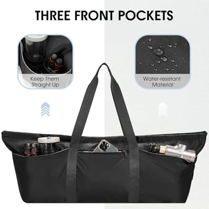 sportsnew Large Yoga Mat Bag Trolley Sleeve Gym Carrier Shoe Bag Wet Pocket | water-resistant fabric, large capacity,wide full-zip opening,separate shoe bag,2 yoga mat holder straps,multi-pocket storage - color: Black